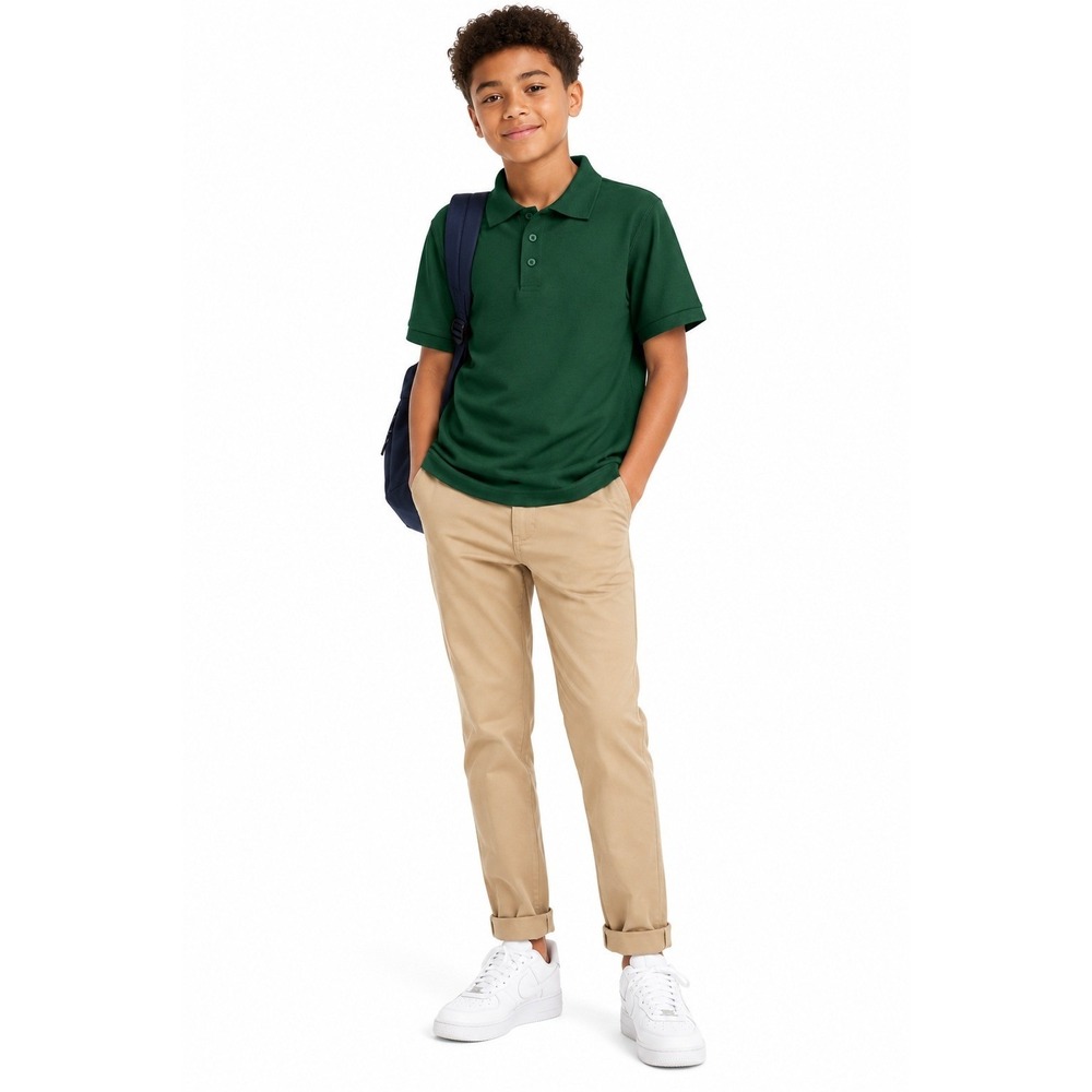 Premium Wear Boys' Hunter Green Uniform Polo Shirt – Size XL